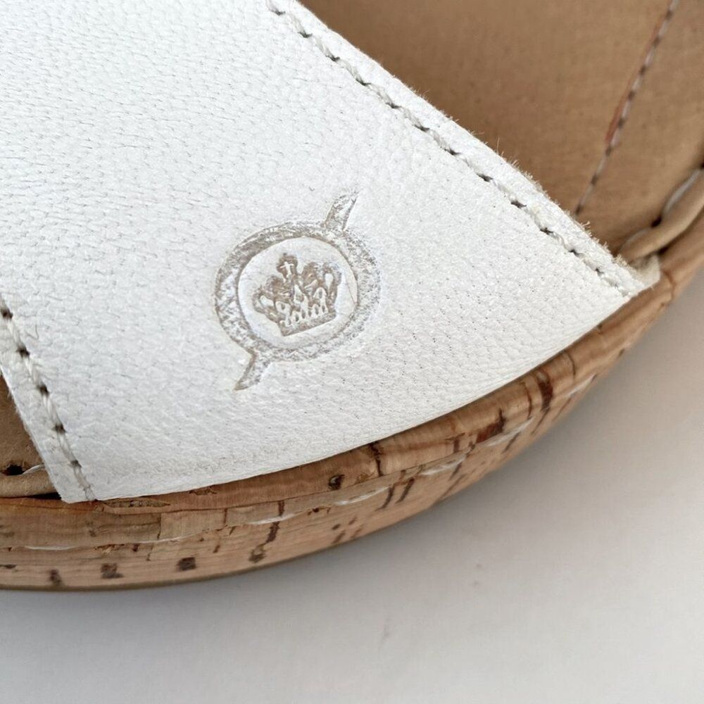 Born White Leather Cork Wedge Sandals - Picture 3 of 16